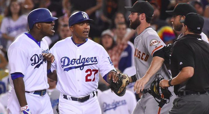 Benches Clear Between Giants and Dodgers