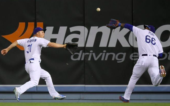 Joc Pederson, Yasiel Puig Survive Violent Outfield Collision